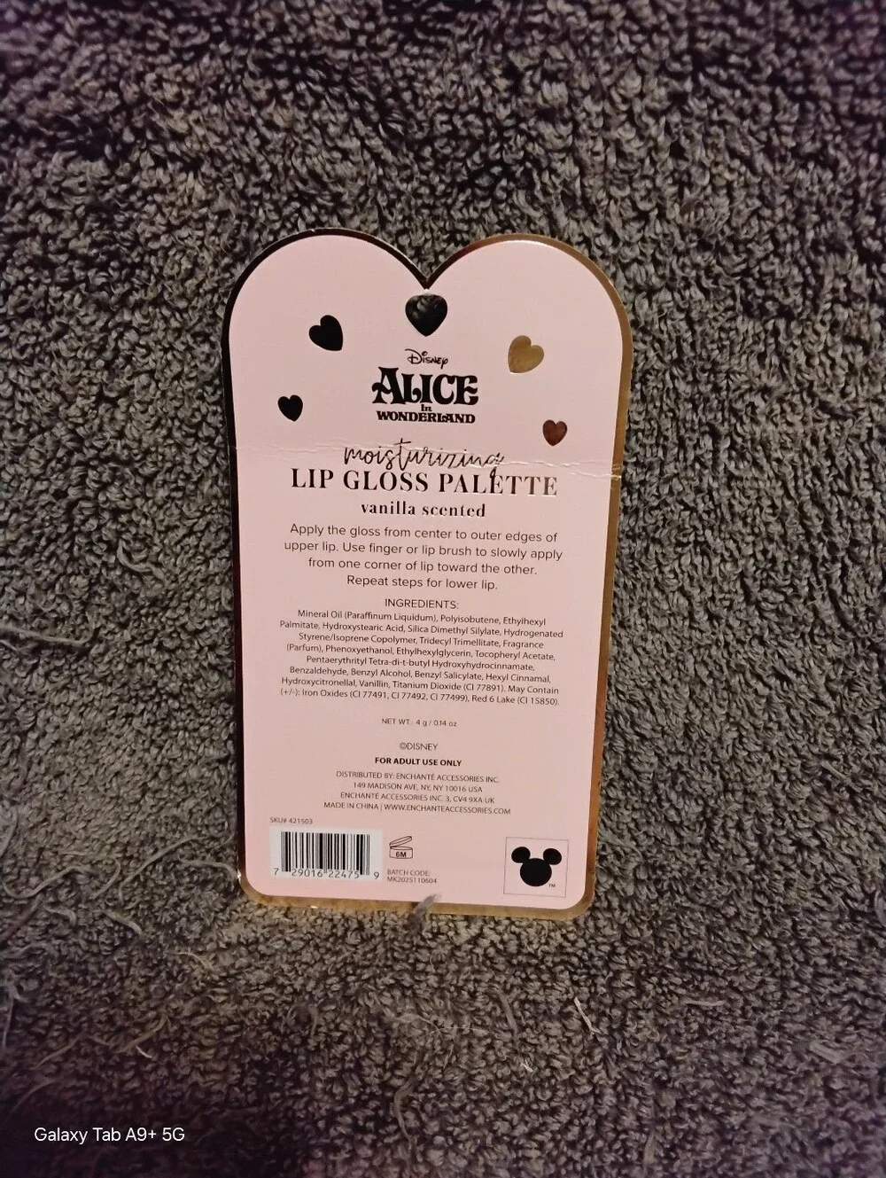 Disney Alice in Wonderland Pink and Black Moisturizing Lip Gloss